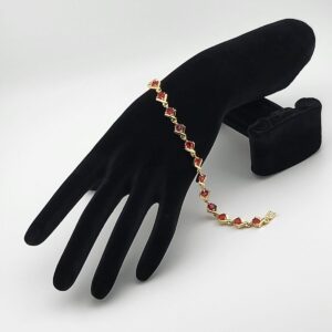 Crimson Cascade Gemstone Weave Bracelet