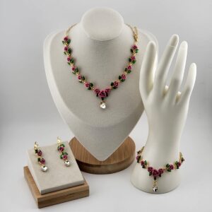 Rose Garden Stone Heart Jewelry Set