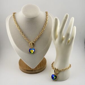 Blue Heart Lockstone Jewelry Set